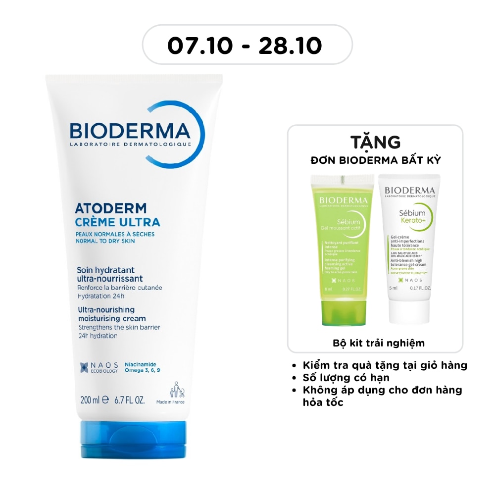 Kem Dưỡng Ẩm Bioderma Cho Da Thường, Da Khô Nhạy Cảm Atoderm Crème Ultra 200ml image