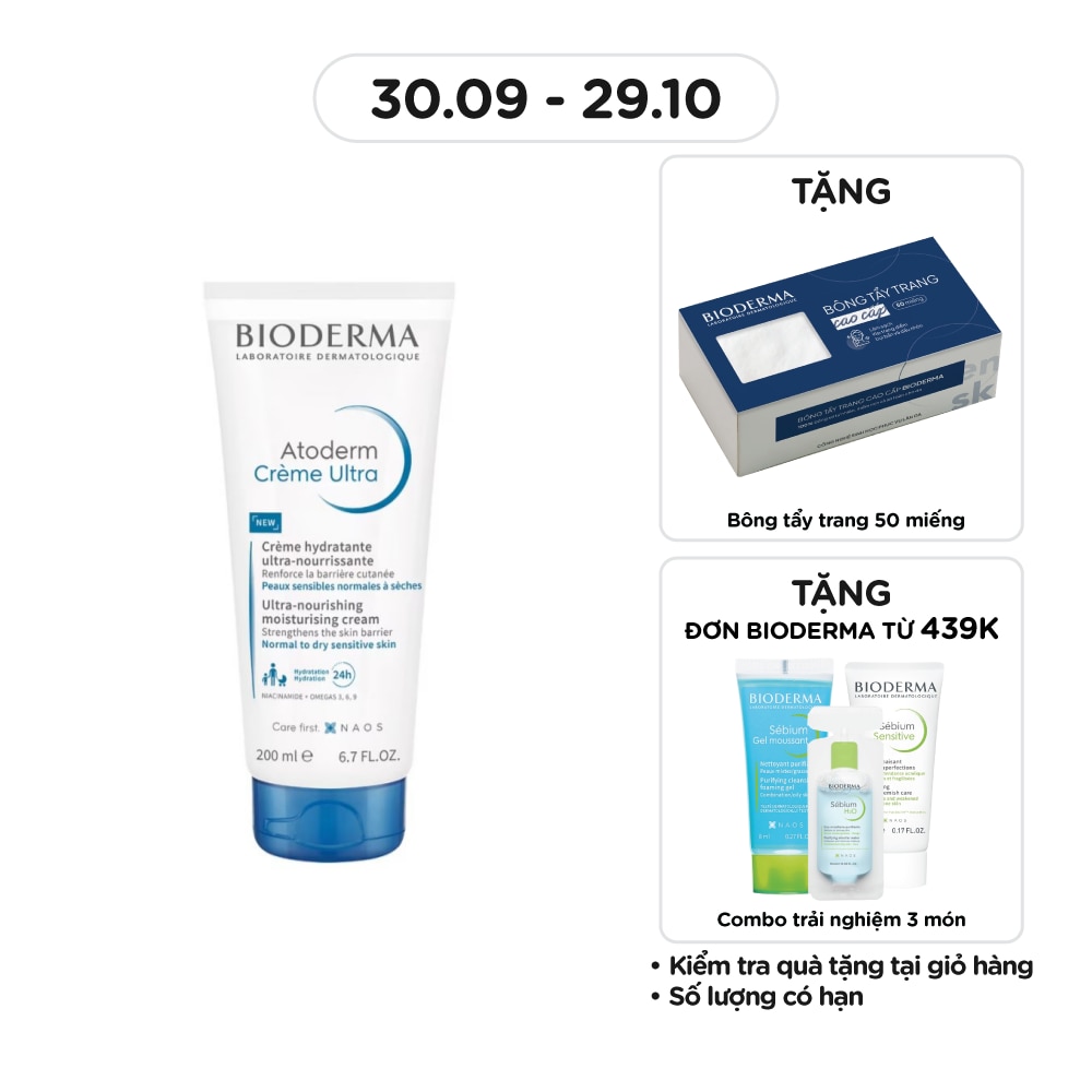 Kem Dưỡng Ẩm Bioderma Cho Da Thường, Da Khô Nhạy Cảm Atoderm Crème Ultra - 200ml