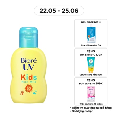 BIORE Sữa Chống Nắng Biore UV Kids Pure Milk Dịu Nhẹ Cho Trẻ Em SPF50+ PA+++ 70ml
