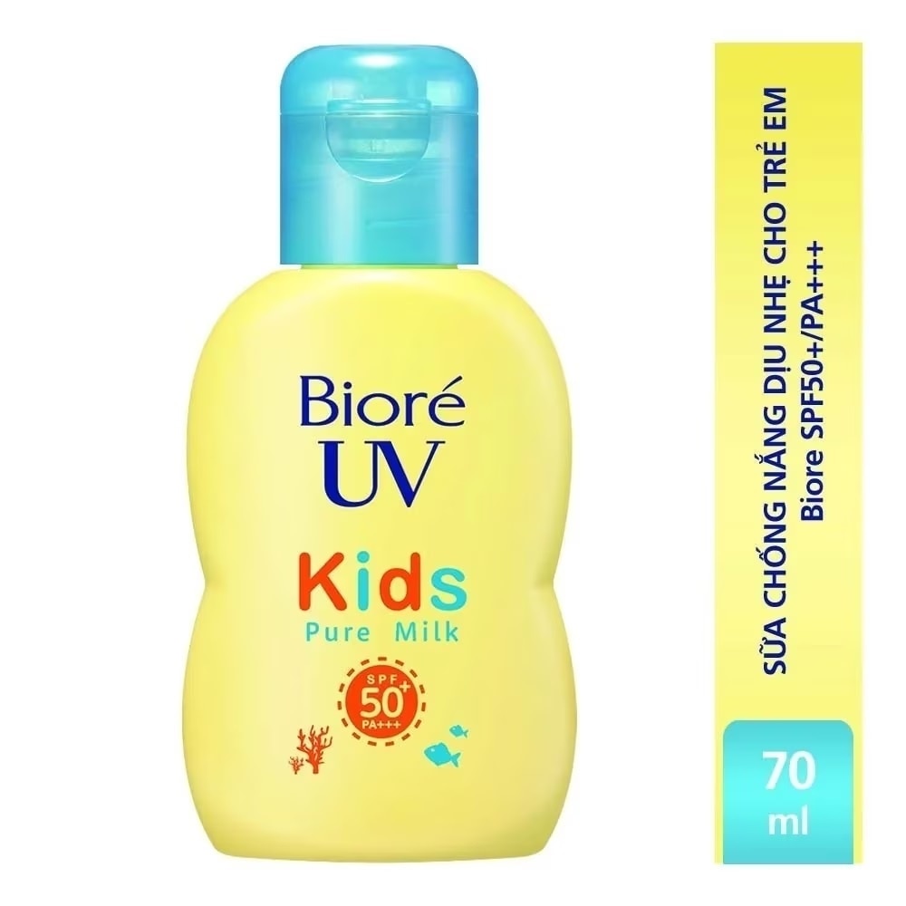 Sữa Chống Nắng Biore UV Kids Pure Milk Dịu Nhẹ Cho Trẻ Em SPF50+ PA+++ 70ml
