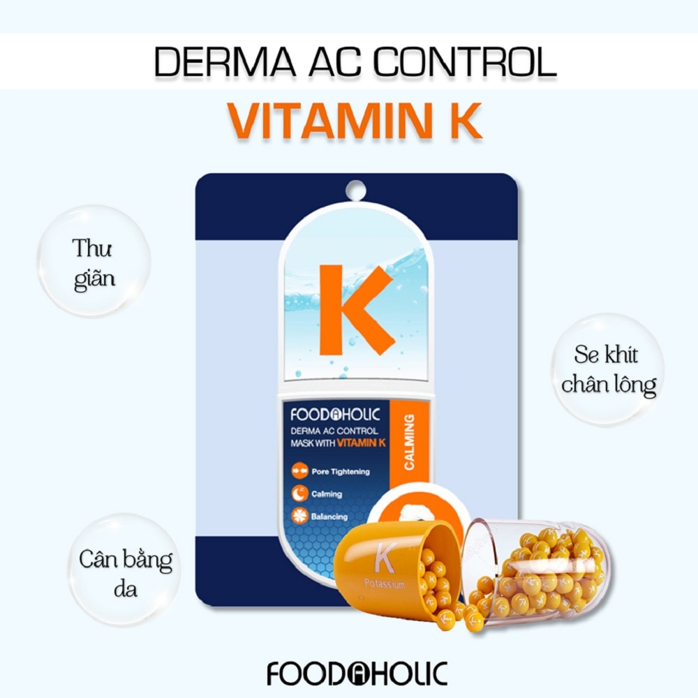 Mặt Nạ Foodaholic Derma AC Control Mask With Vitamin K Calming Thư Giãn 23g