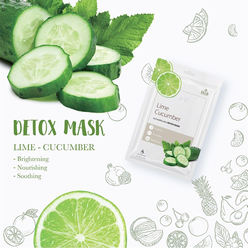 Mặt Nạ HNB My Healthy Skin Detox Mask Lime & Cucumber Dưỡng Da Chiết Xuất Dưa Leo & Chanh Tươi 20ml/21g