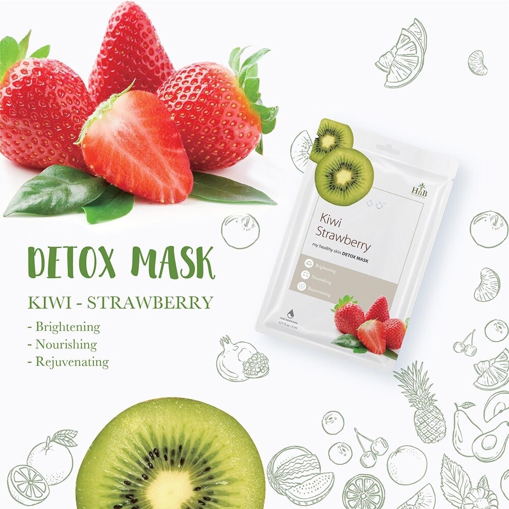 Mặt Nạ HNB My Healthy Skin Detox Mask Kiwi & Strawberry Dưỡng Da Chiết Xuất Dâu Tây & Kiwi 21ml/21g