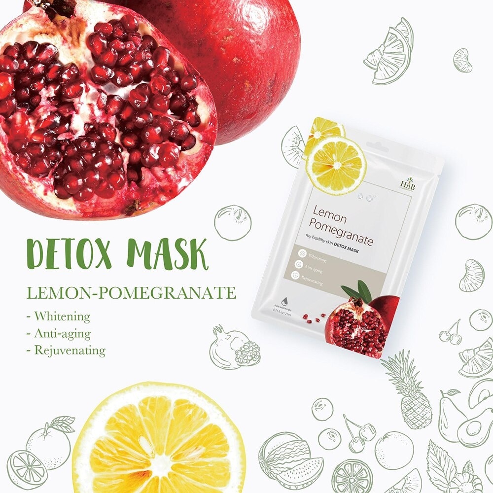 MặtNạ HNB My Healthy Skin Detox Lemonade&Pomegranate Dưỡng Da Chiết Xuất Lựu Đỏ & Chanh Tây 21ml/21g