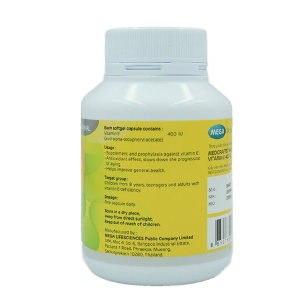 Thực Phẩm Bảo Vệ Sức Khỏe Medicrafts Natural Vitamin E 400IU 30 Viên