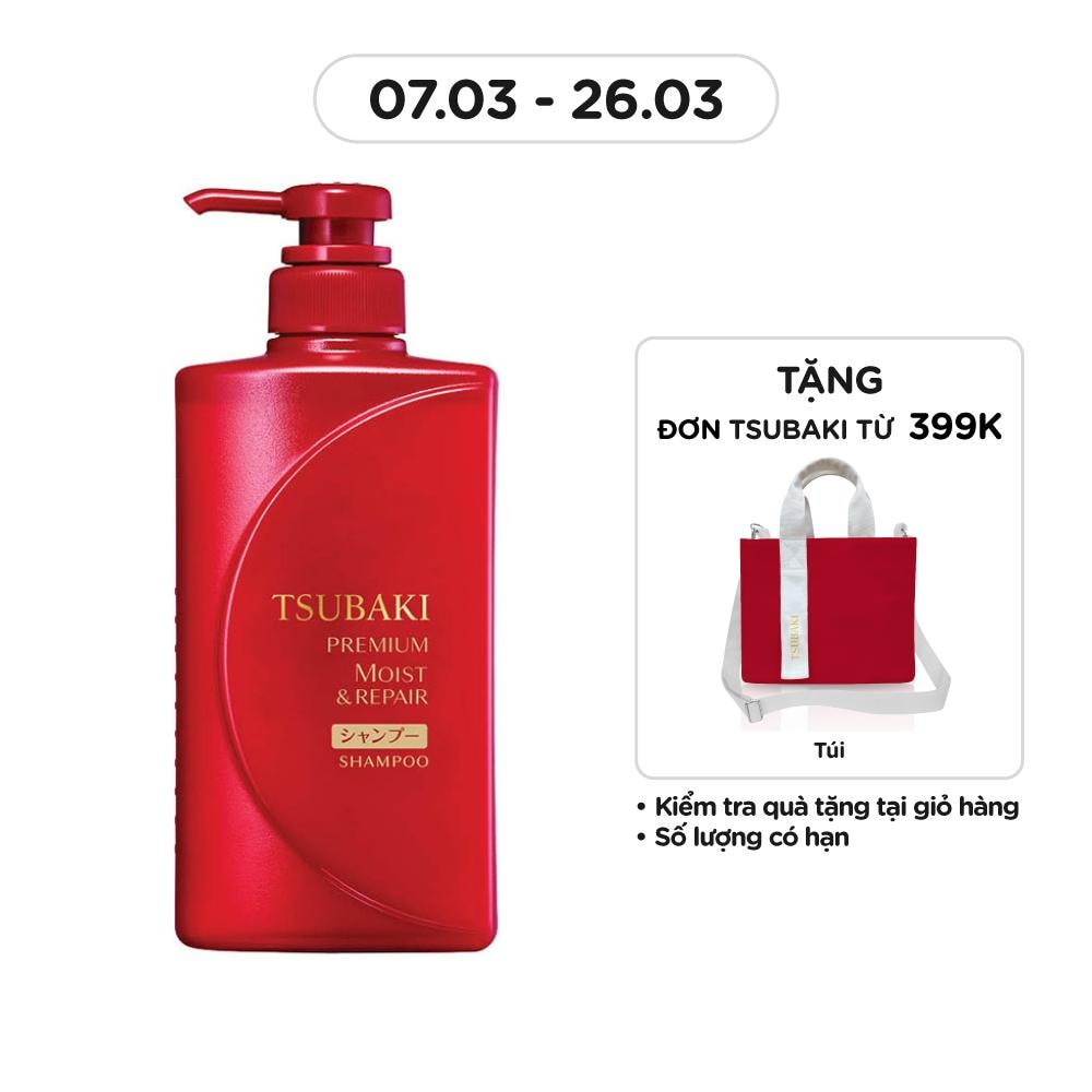 Dầu Gội Tsubaki Premium Moist Shampoo Dưỡng Tóc Bóng Mượt 490ml