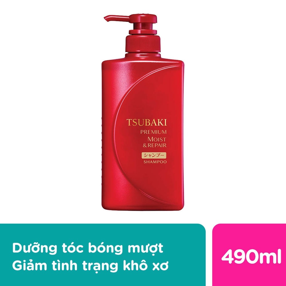 Dầu Gội Tsubaki Premium Moist Shampoo Dưỡng Tóc Bóng Mượt 490ml