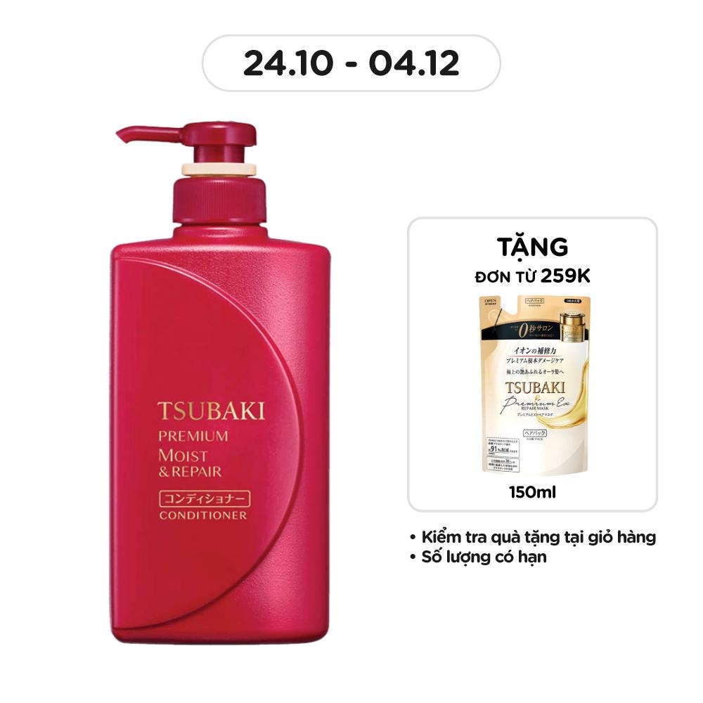 Dầu Xả Tsubaki Premium Moist Conditioner Dưỡng Tóc Bóng Mượt 490ml