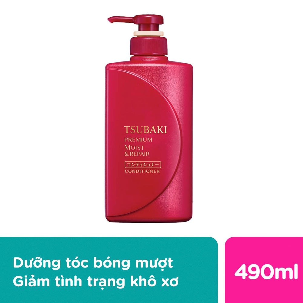 Dầu Xả Tsubaki Premium Moist Conditioner Dưỡng Tóc Bóng Mượt 490ml