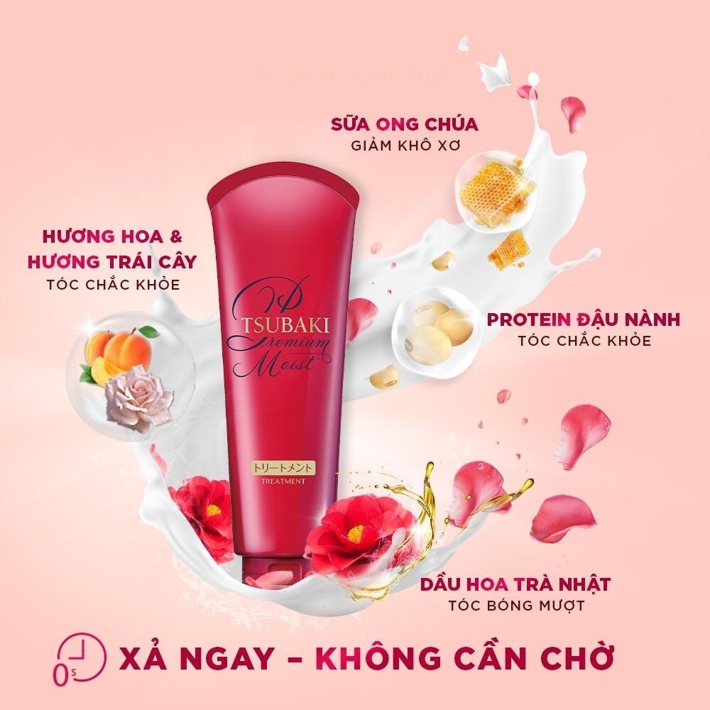 Kem Xả Tsubaki Premium Moist Treatment Dưỡng Tóc Bóng Mượt 180g