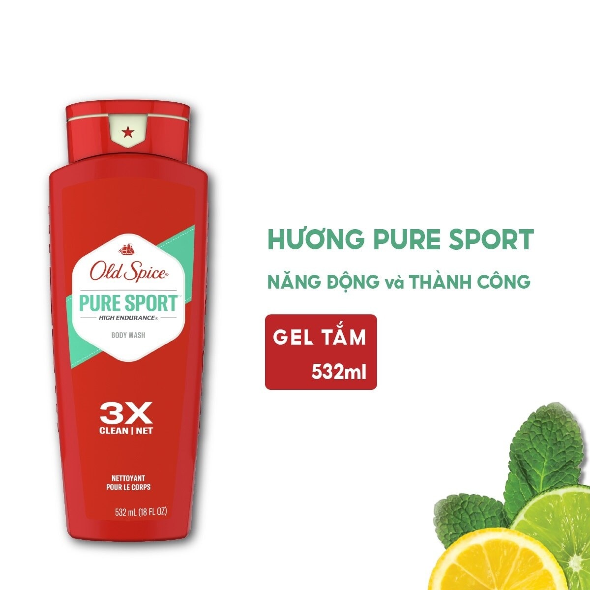 Sữa Tắm Old Spice Pure Sport High Endurance 532ml