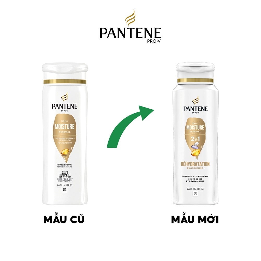Dầu Gội Và Xả Pantene Daily Moisture Renewal 2in1 24Hr Hydration 355ml