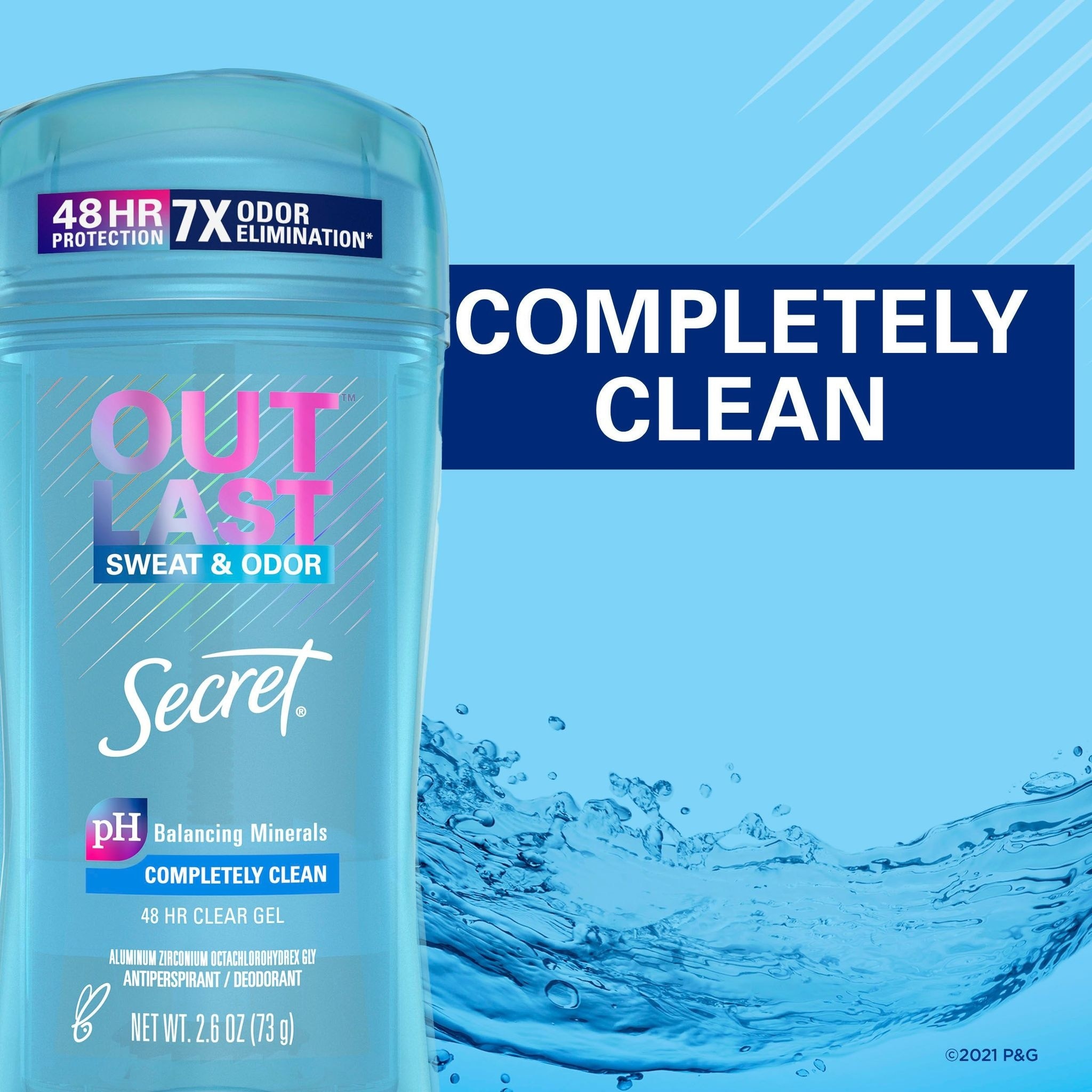 Deodorant Outlast Sweat & Odor Completely Clean 48Hr Clear Gel 73g