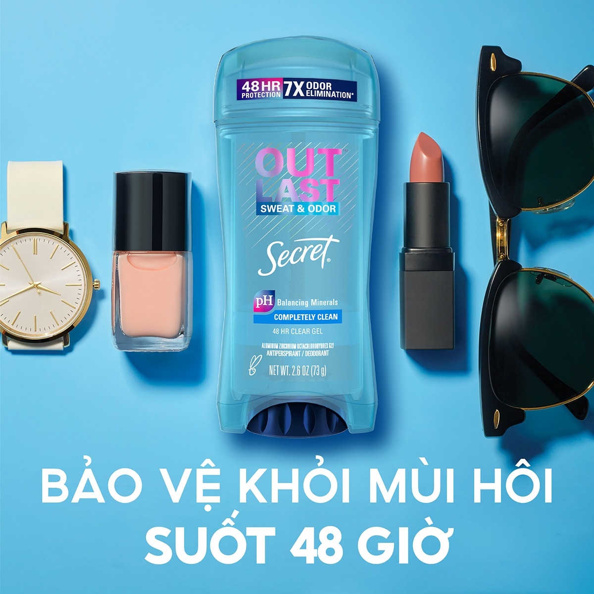 Gel Khử Mùi Secret Secret Outlast Sweat & Odor Completely Clean 48 Hour Dành Cho Nữ 73g