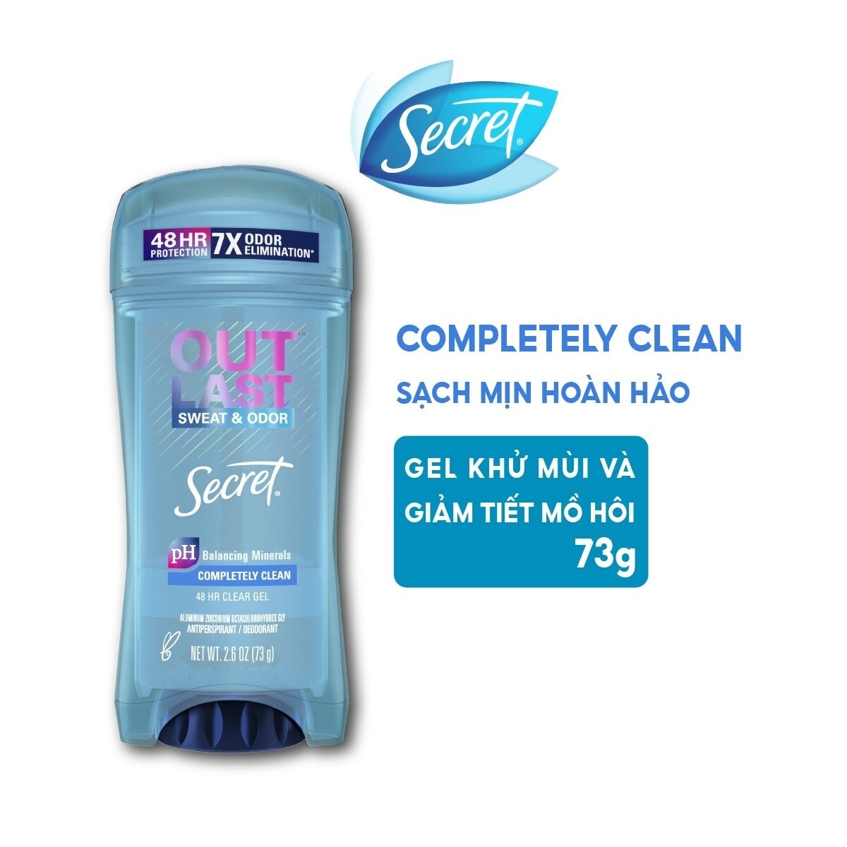 Deodorant Outlast Sweat & Odor Completely Clean 48Hr Clear Gel 73g