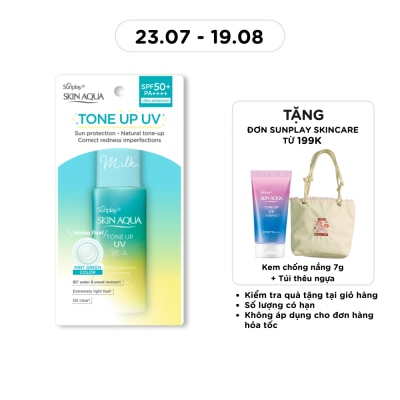 SUNPLAY - Sữa Chống Nắng Sunplay Skin Aqua Tone Up UV Milk Mint Green SPF50+ PA++++ Pure & Radiant Skin Hiệu Chỉnh Sắc Da 50g image