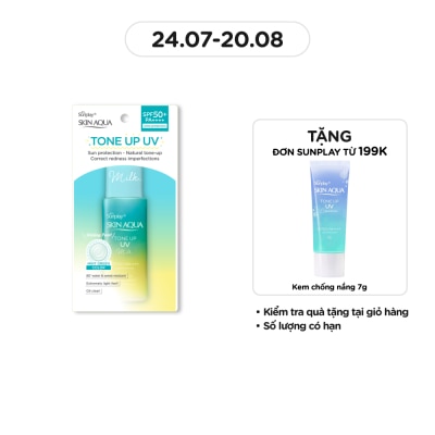 SUNPLAY Sữa Chống Nắng Sunplay Skin Aqua Tone Up UV Milk Mint Green SPF50+ PA++++ Pure & Radiant Skin Hiệu Chỉnh Sắc Da 50g