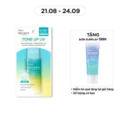 SUNPLAY Sữa Chống Nắng Sunplay Skin Aqua Tone Up UV Milk Mint Green SPF50+ PA++++ Pure & Radiant Skin Hiệu Chỉnh Sắc Da 50g