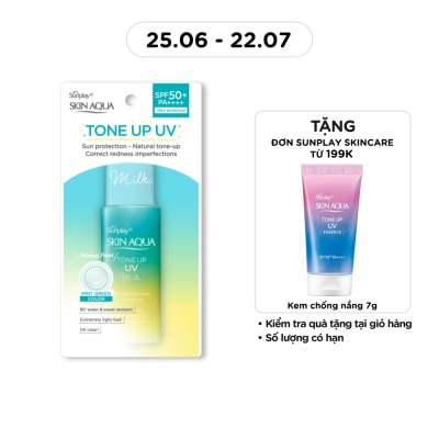 SUNPLAY - Sữa Chống Nắng Sunplay Skin Aqua Tone Up UV Milk Mint Green SPF50+ PA++++ Pure & Radiant Skin Hiệu Chỉnh Sắc Da 50g image