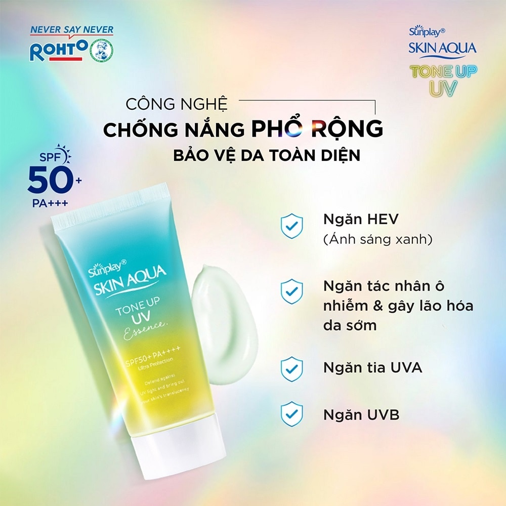 Tinh Chất Chống Nắng Sunplay Skin Aqua Tone Up UV Essence Mint Green SPF50+ PA++++ Pure & Radiant Skin Hiệu Chỉnh Sắc Da 50g