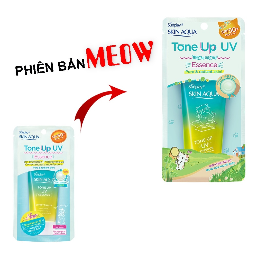 Tinh Chất Chống Nắng Sunplay Skin Aqua Tone Up UV Essence Mint Green SPF50+ PA++++ Pure & Radiant Skin Hiệu Chỉnh Sắc Da 50g