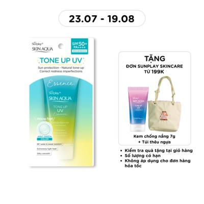 SUNPLAY - Tinh Chất Chống Nắng Sunplay Skin Aqua Tone Up UV Essence Mint Green SPF50+ PA++++ Pure & Radiant Skin Hiệu Chỉnh Sắc Da 50g image