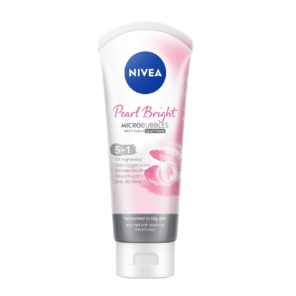 Sữa Rửa Mặt Nivea Pearl White Micro Bubbles Deep Clean Clay Foam 5IN1 Trắng Da Ngọc Trai Đất Sét 100g