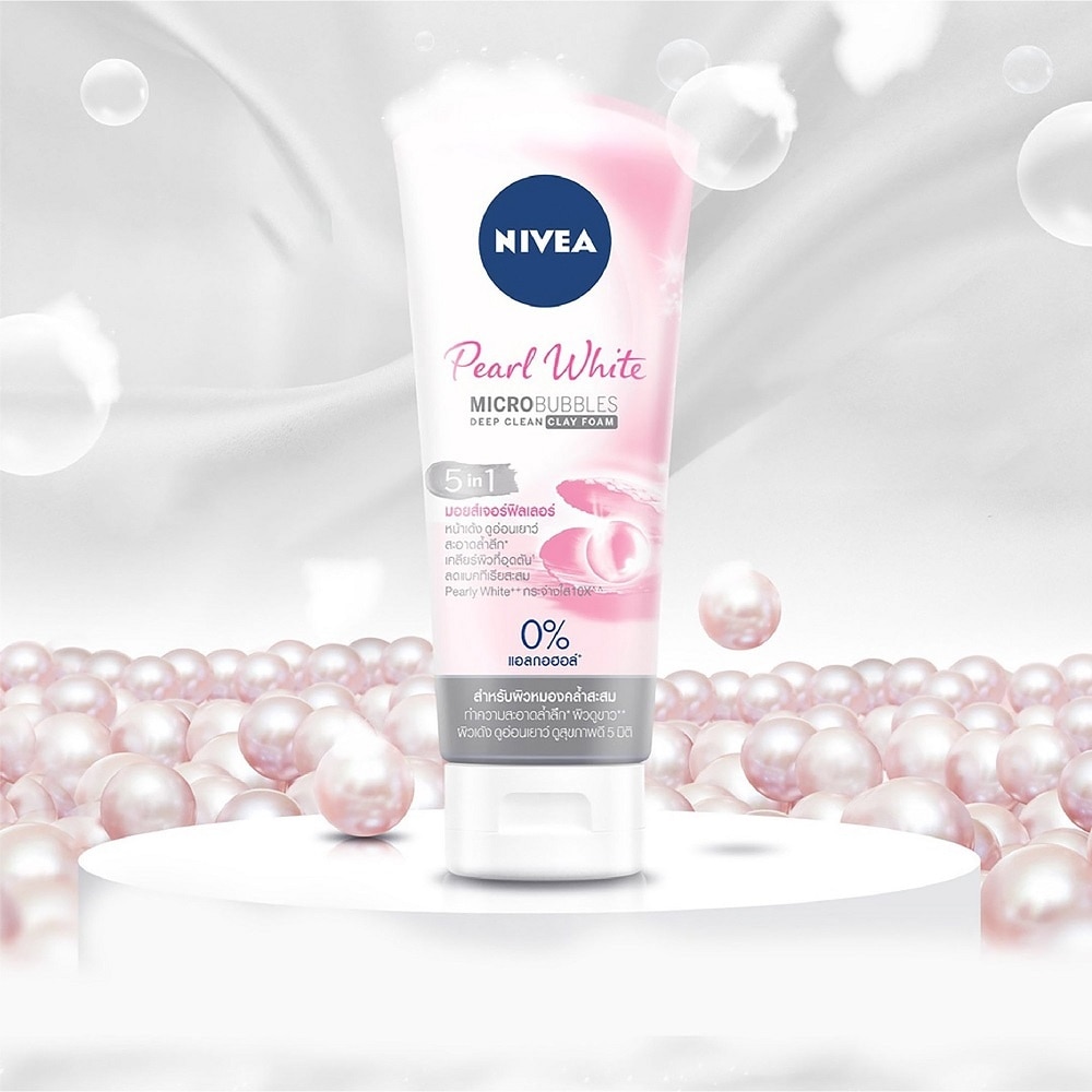 Sữa Rửa Mặt Nivea Pearl White Micro Bubbles Deep Clean Clay Foam 5IN1 Trắng Da Ngọc Trai Đất Sét 100g