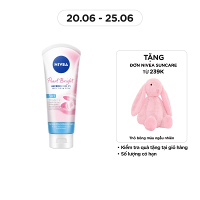 NIVEA Sữa Rửa Mặt Nivea Pearl White Micro Bubbles Deep Clean Foam 5IN1 Bùn Trắng Da Ngọc Trai 100g