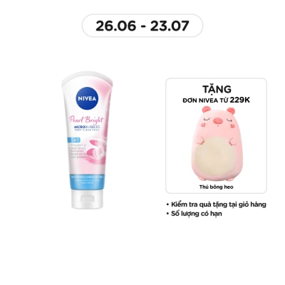 NIVEA Sữa Rửa Mặt Nivea Pearl White Micro Bubbles Deep Clean Foam 5IN1 Bùn Trắng Da Ngọc Trai 100g