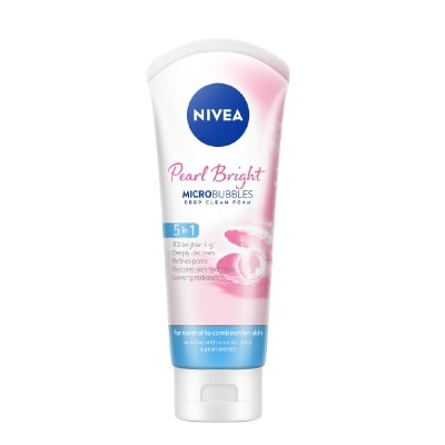 NIVEA Sữa Rửa Mặt Nivea Pearl White Micro Bubbles Deep Clean Foam 5IN1 Bùn Trắng Da Ngọc Trai 100g