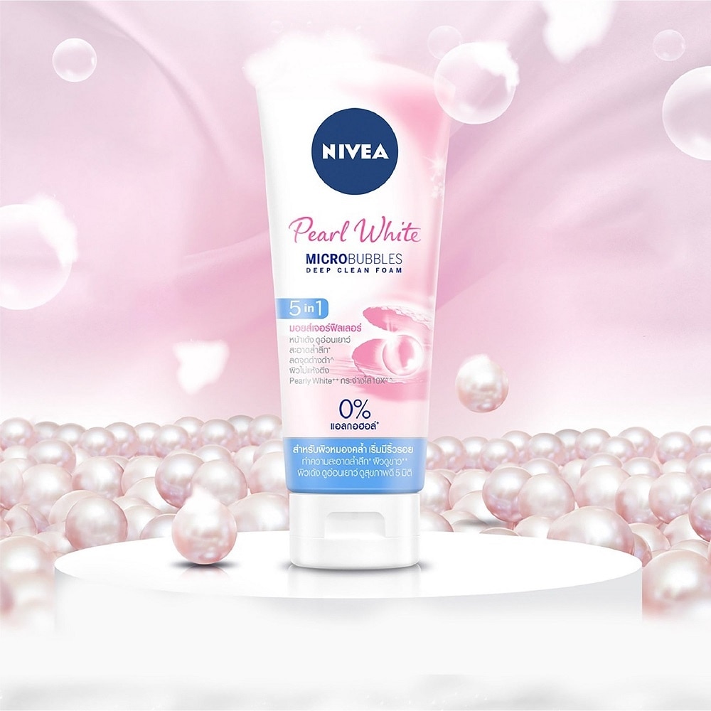 Sữa Rửa Mặt Nivea Pearl White Micro Bubbles Deep Clean Foam 5IN1 Bùn Trắng Da Ngọc Trai 100g