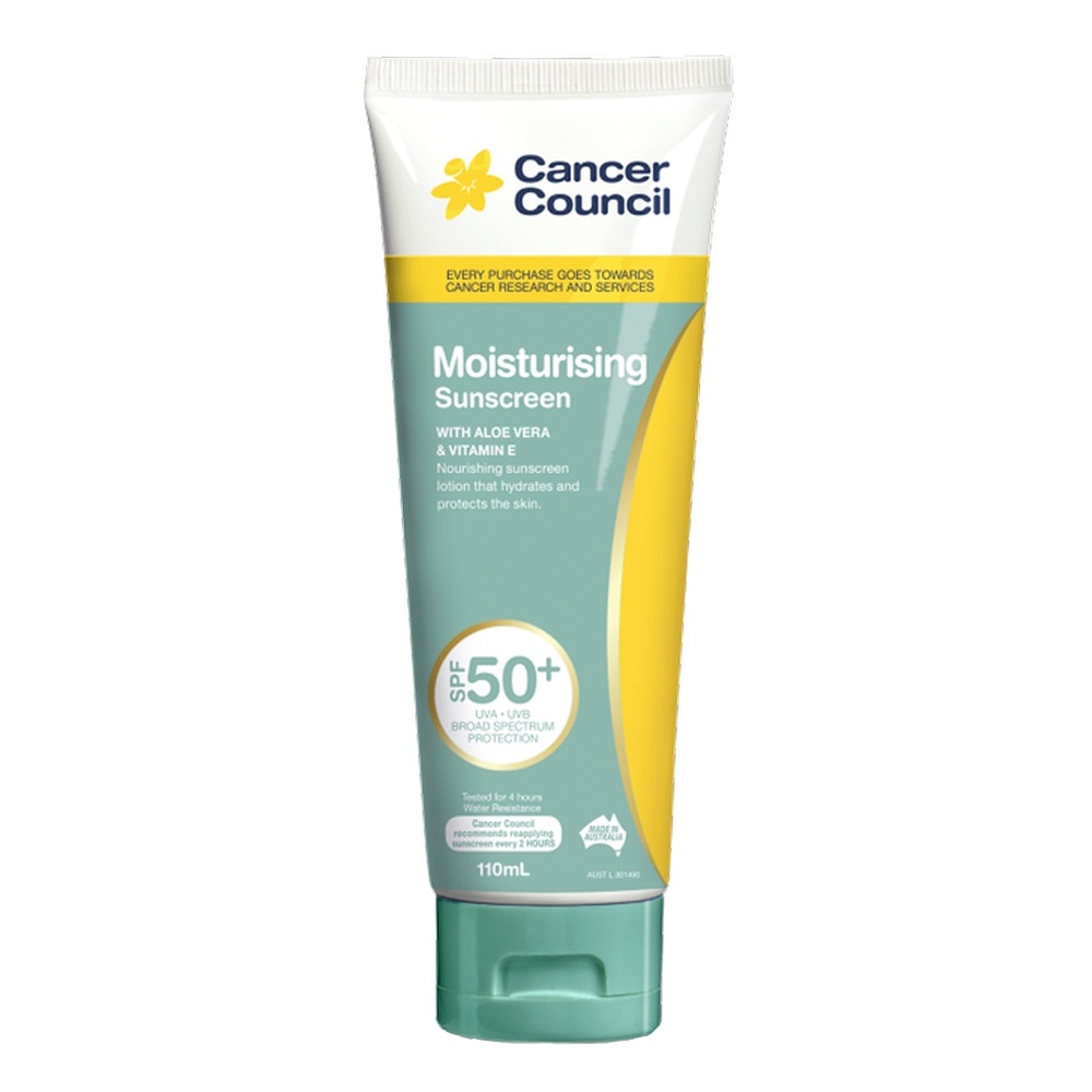 Cancer Council Moisturising Sunscreen With Aloe Vera & Vitamin E SPF50+ UVA-UVB 110ml