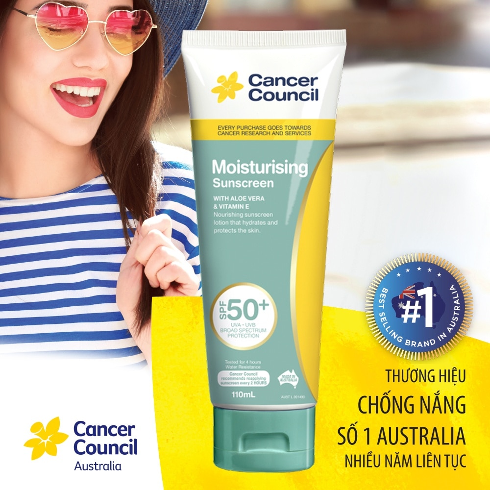 Cancer Council Moisturising Sunscreen With Aloe Vera & Vitamin E SPF50+ UVA-UVB 110ml