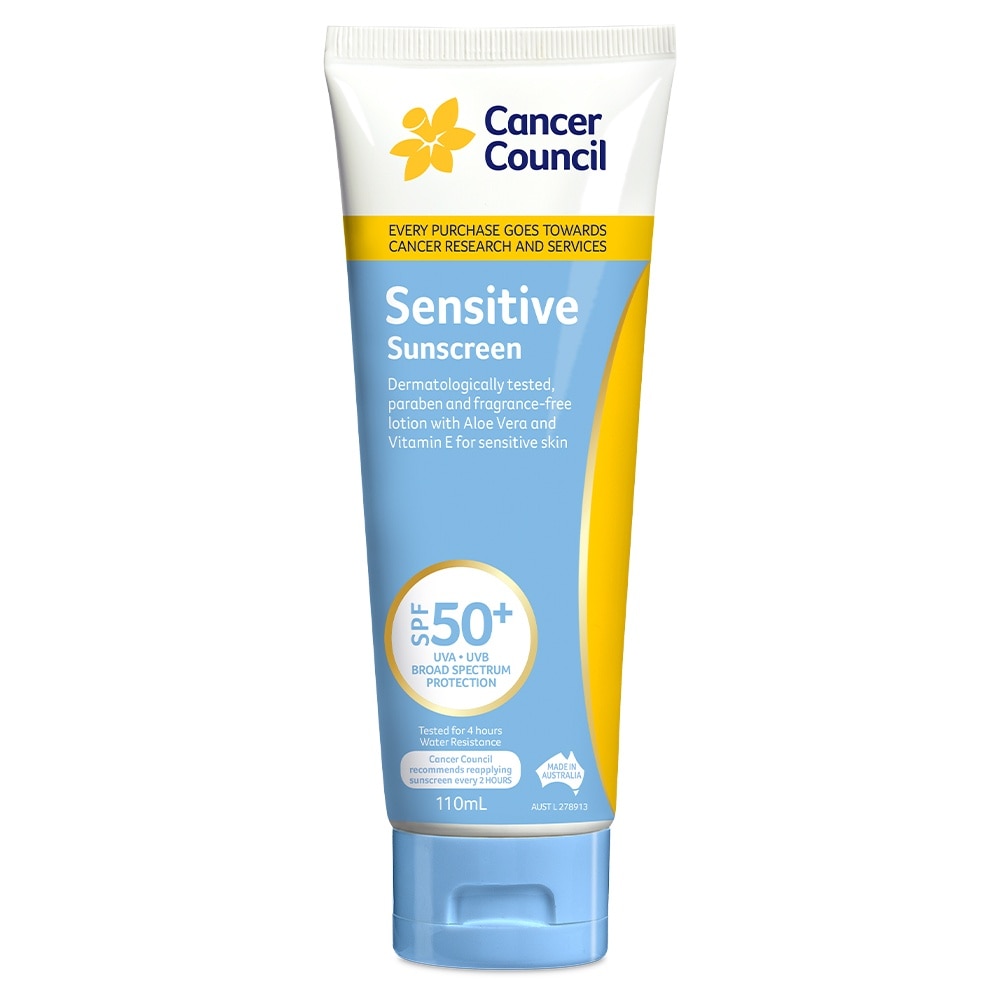 Kem Chống Nắng Cancer Council Sensitive Dành Cho Da Nhạy Cảm SPF50+ UVA-UVB 110ml