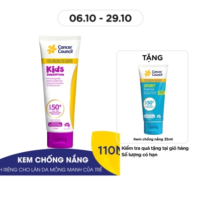 CANCER COUNCIL Kids Sunscreen SPF50+ UVA-UVB 110ml