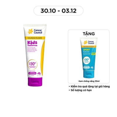 CANCER COUNCIL Kem Chống Nắng Cancer Council Kids Dành Cho Trẻ Em SPF50+ UVA-UVB 110ml