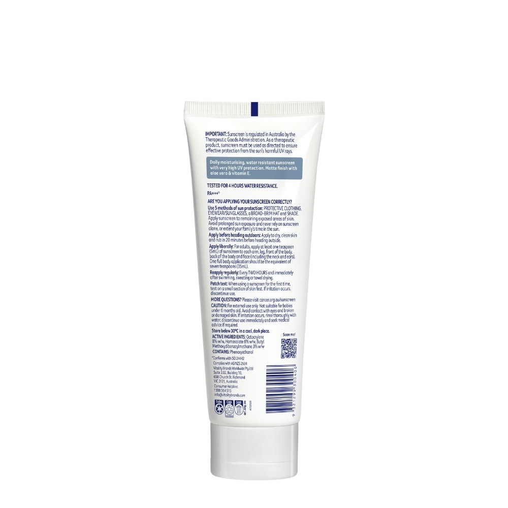 Sunscreen Face Day Wear Moisturizer Matte Invisible Water Resistant SPF50+ UVA-UVB 75ml