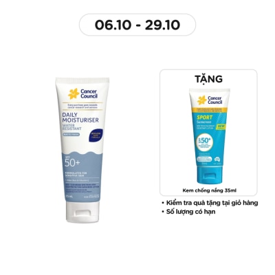 CANCER COUNCIL Kem Chống Nắng Cancer Council Face Day Moisturizer Dưỡng Ẩm & Chống Nước Dành Cho Da Mặt SPF50+ UVA-UVB 75ml