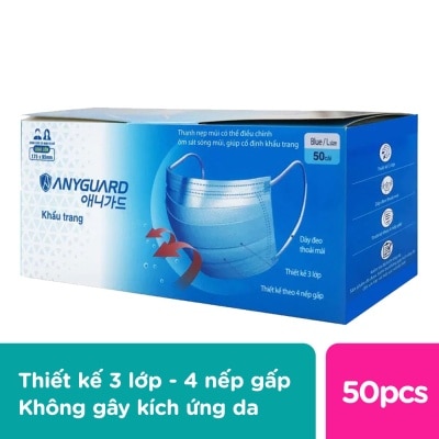 ANYGUARD Khẩu Trang Y Tế Cao Cấp Anyguard Loại Lớn Dành Cho Nam Nữ 50 Cái/ Hộp