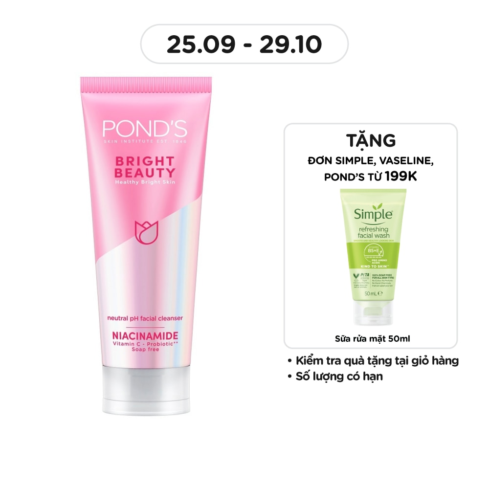 Sữa Rửa Mặt Pond'S White Beauty Spot-less Glow Làm Sáng Da 100g