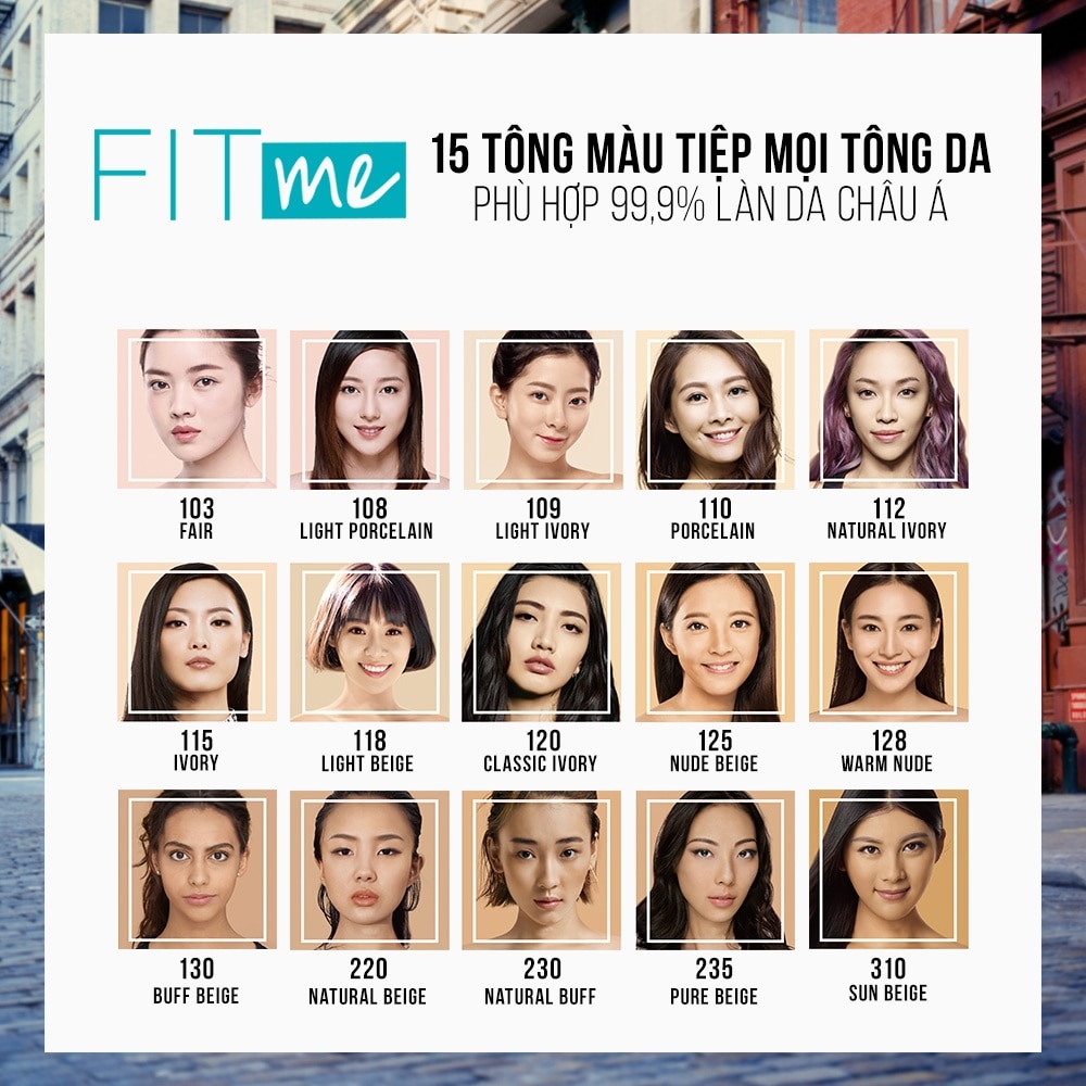 Kem Nền Maybelline New York Fit Me Matte+ Poreless Kiềm Dầu Chống Nắng SPF22 30ml .#110 Porcelain