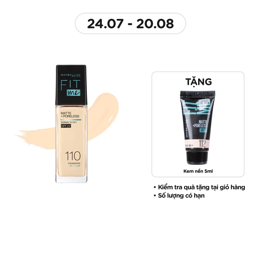 MAYBELLINE NEW YORK Foundation Fit Me Matte+ Poreless SPF22 30ml .#110 Porcelain