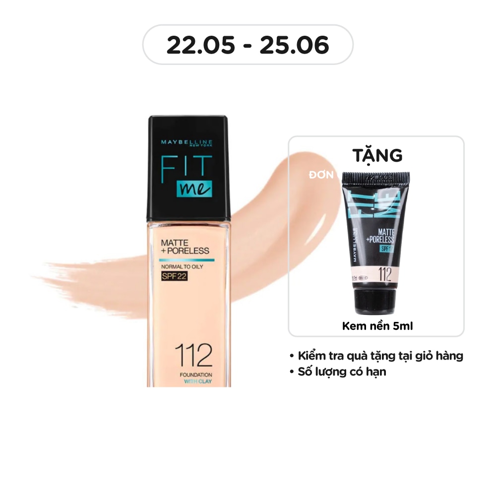 MAYBELLINE NEW YORK Foundation Fit Me Matte+ Poreless SPF22 30ml .#112 Natural Ivory