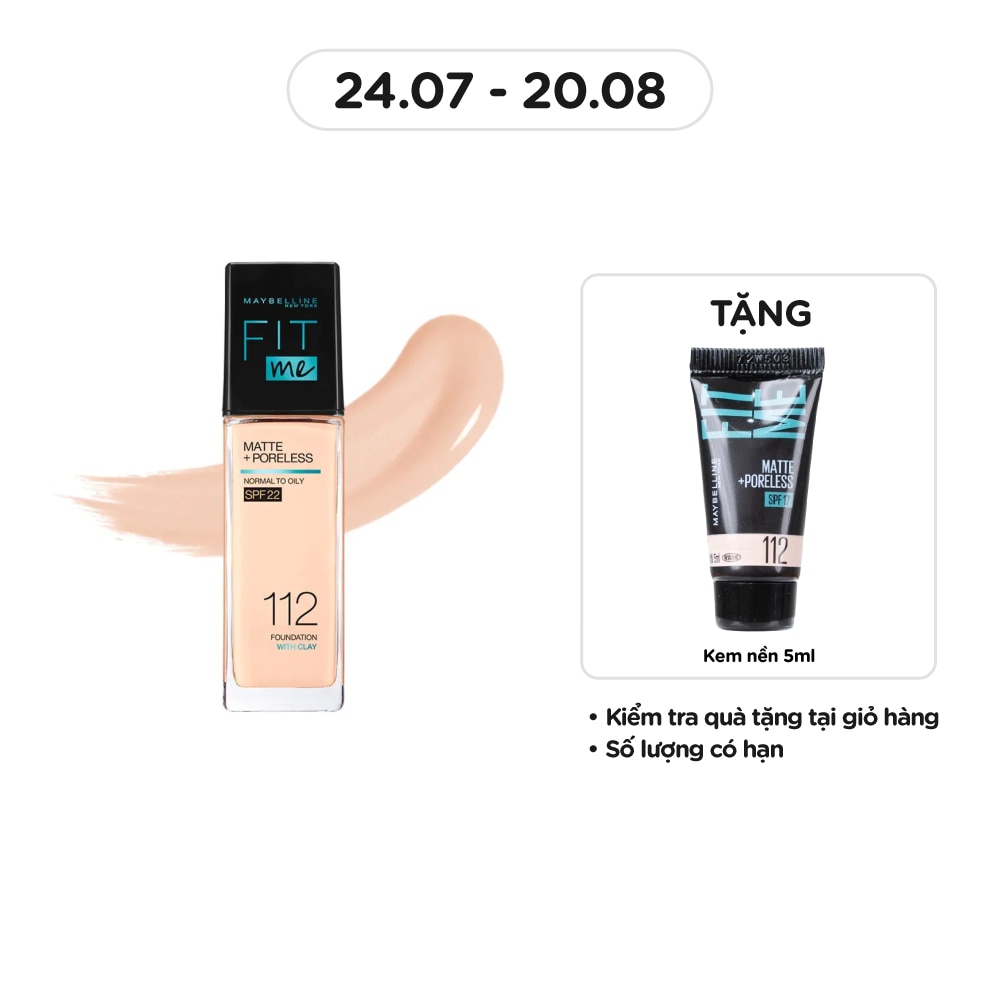MAYBELLINE NEW YORK Foundation Fit Me Matte+ Poreless SPF22 30ml .#112 Natural Ivory