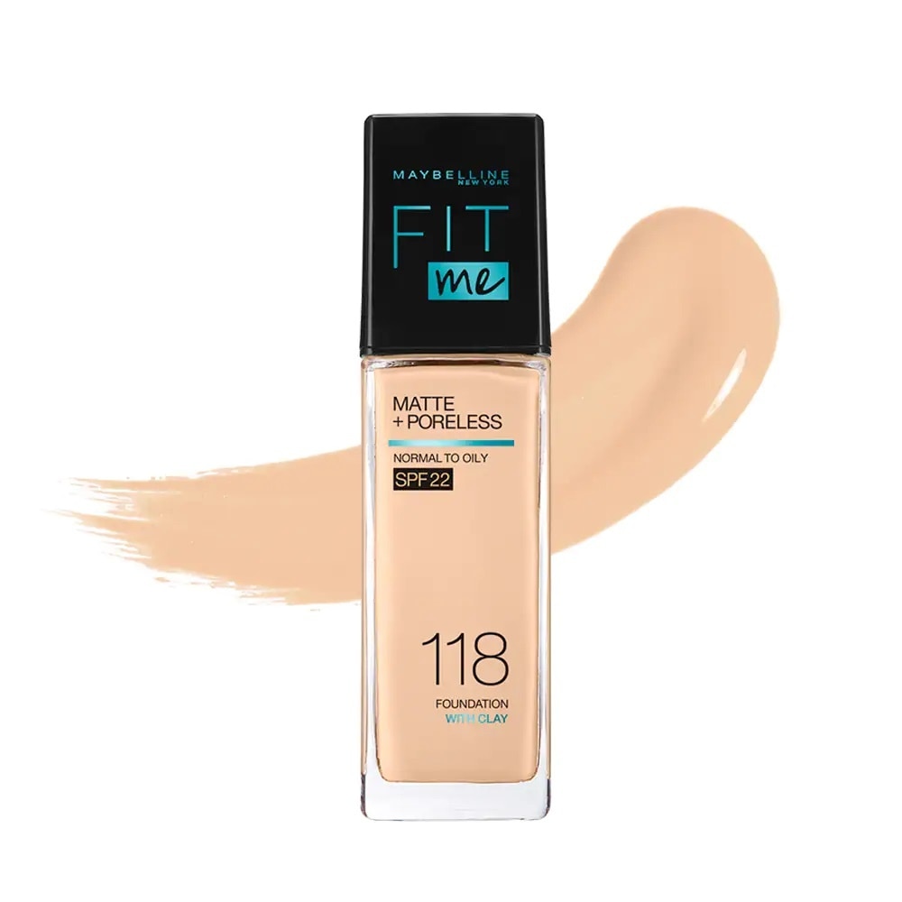 Kem Nền Maybelline New York Fit Me Matte+ Poreless Kiềm Dầu Chống Nắng SPF22 30ml .#118 Light Beige