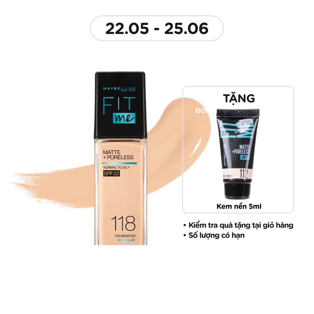 MAYBELLINE NEW YORK Foundation Fit Me Matte+ Poreless SPF22 30ml .#118 Light Beige