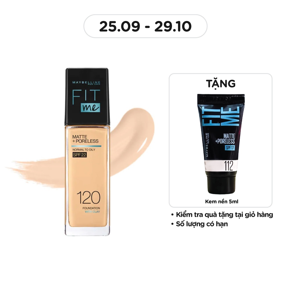 MAYBELLINE NEW YORK Foundation Fit Me Matte+ Poreless SPF22 30ml .#120 Classic Ivory