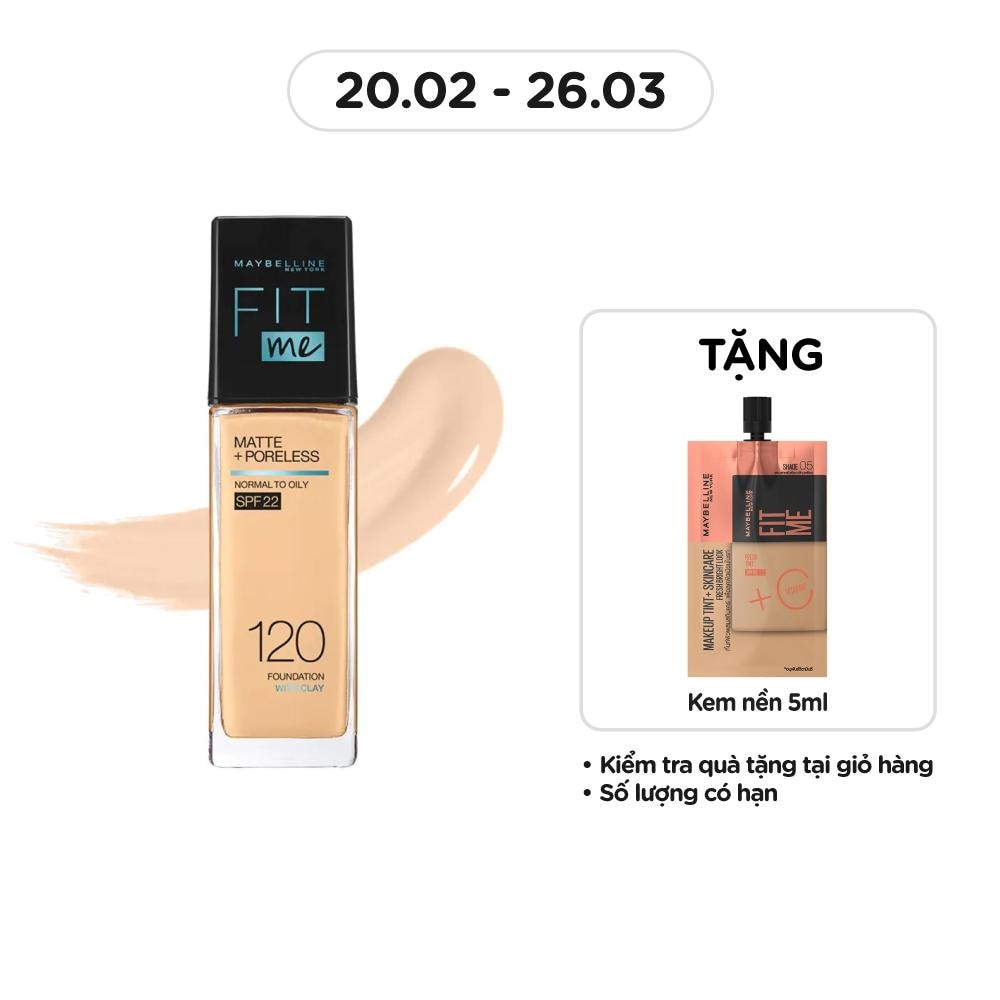 MAYBELLINE NEW YORK Kem Nền Maybelline New York Fit Me Matte+ Poreless Kiềm Dầu Chống Nắng SPF22 30ml .#120 ClassicIvory