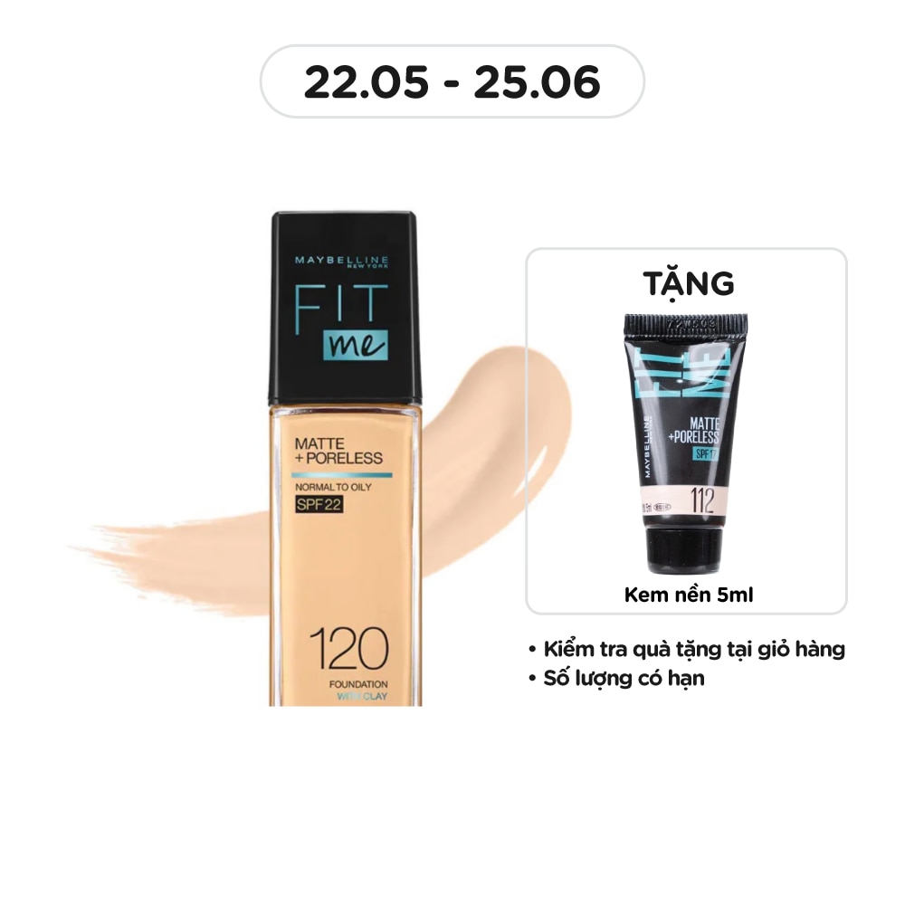 MAYBELLINE NEW YORK Foundation Fit Me Matte+ Poreless SPF22 30ml .#120 Classic Ivory